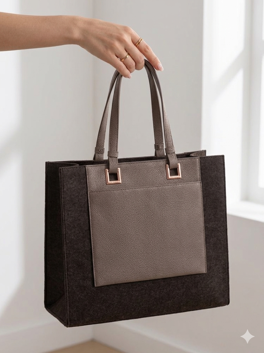 Sac à mains pour utilisation quotidienne en daim et cuir simple