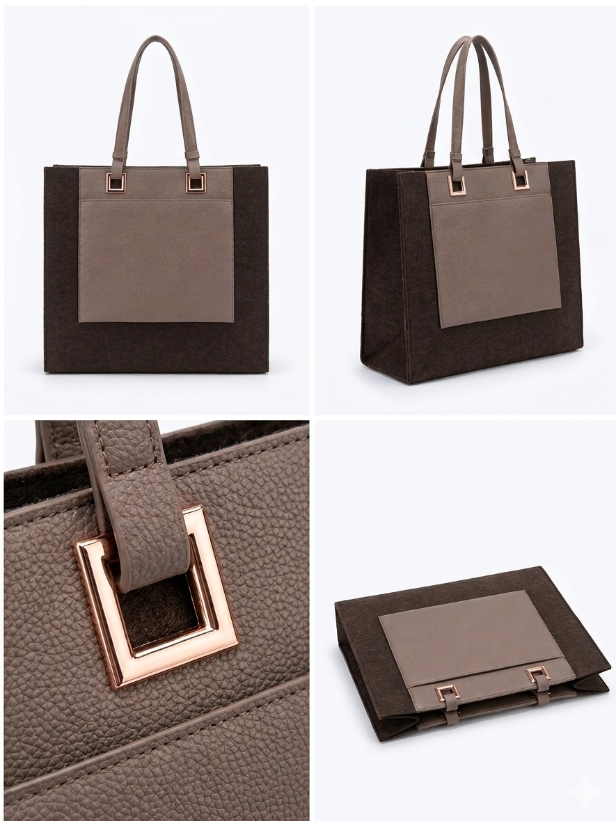 Sac à mains pour utilisation quotidienne en daim et cuir simple