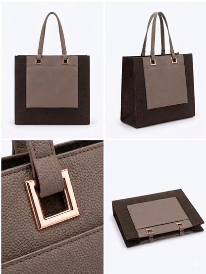 Sac à mains pour utilisation quotidienne en daim et cuir simple